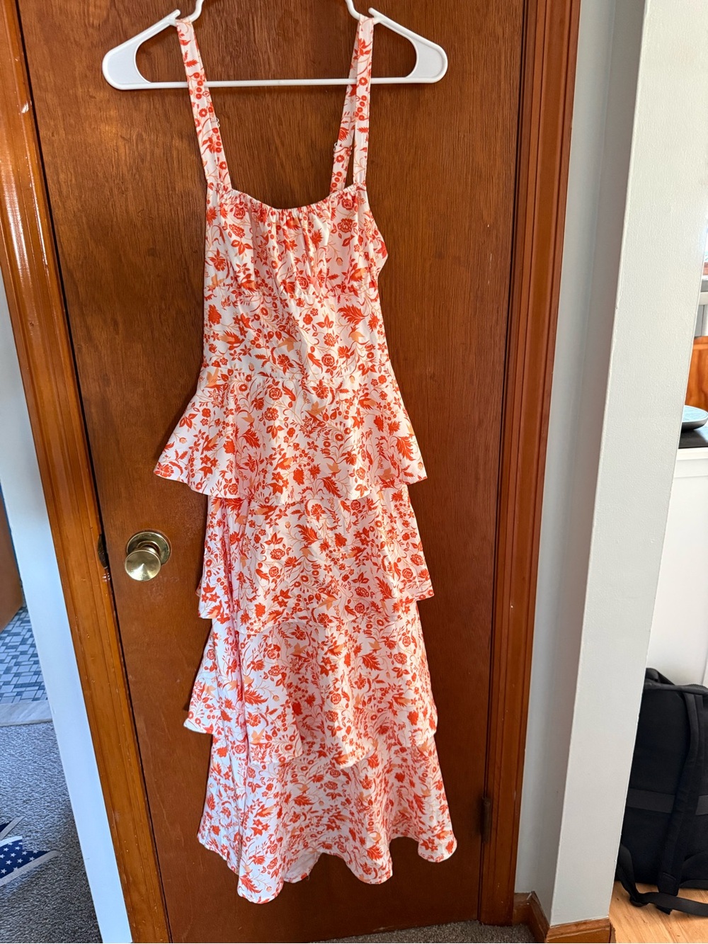 Floral Tiered Sundress - White & Orange